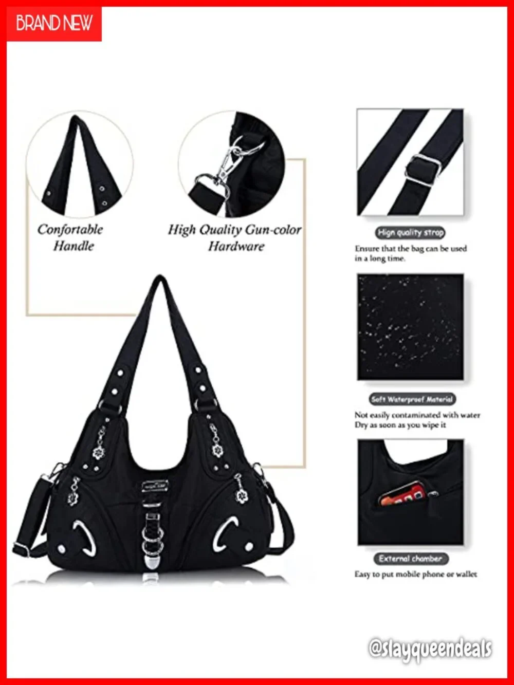 Washed PU Leather Large Hobo Handbag Shoulder Bag Satchel